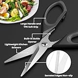 2 Pcs Kitchen Scissors, Heavy Duty Kitchen Scissors, Stainless Steel Kitchen Shear with Cover, Multipurpose Cooking Scissors for Meat Chicken Fish Nut Vegetable Herb, Bottle Opener (Black & Red) - Image 4