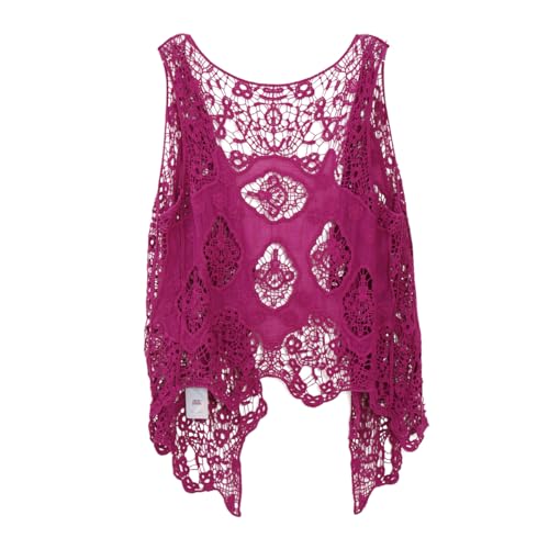 Image of JASTIE Women Open Stitch Cardigan Boho Sleeveless Hippie Summer Hollow Out Solid Crochet Vest