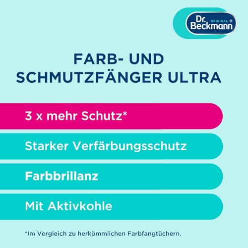 Dr. Beckmann Farb & Schmutzfänger Ultra | langanhaltender Farbschutz für dunkle Wäsche und intensive Farben | ultrastark und mit Aktivkohle für Farbbrillianz | 10 Tücher 2