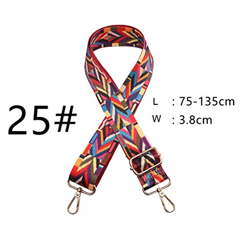 Purse Strap Replacement Guitar Style Multicolor Canvas Crossbody Strap for Handbags (25#)2