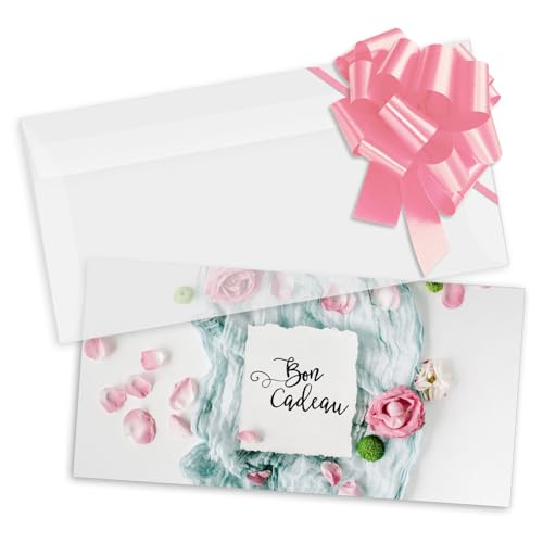 Bons cadeaux à remplir spécial prêt-à-porter avec enveloppes et nœuds satinés
