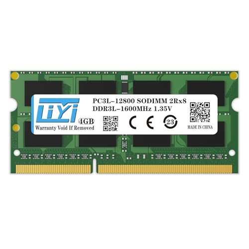 LIYI DDR3L 4GB RAM Single 1600MHz PC3 PC3L-12800 CL11 1.35V Low Voltage DRAM SO-DIMM DDR3L RAM 204-Pin 2Rx8 Dual Rank Unbuffered Non-ECC Laptop Notebook PC Computer RAM Memory Module Upgrade