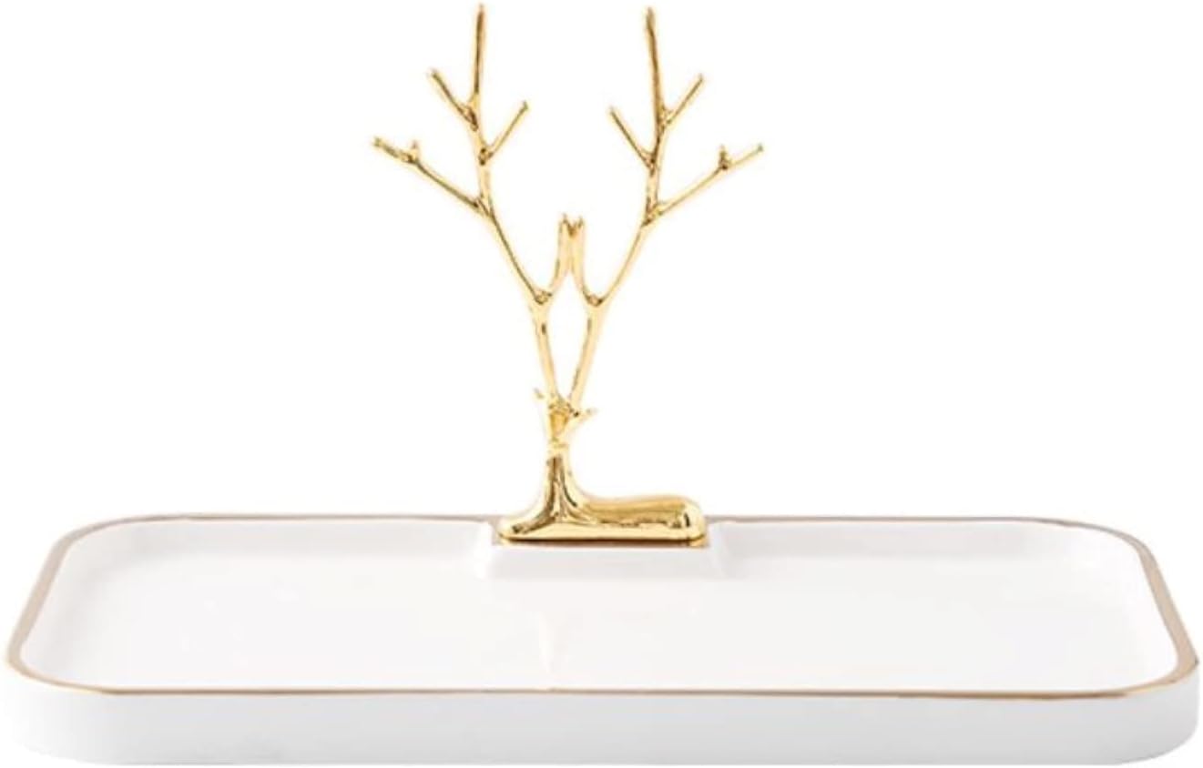MZK BalGa Golden Antler Jewelry Tray ,Valet and Perfume Tray for Dresser, Catch All Dishes For Women ,Ring Holder, Key Bowl for Entryway Table,Decorative Vanity Tray Organizer for Bedroom