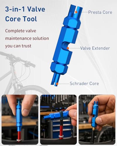 Pawfly Kit de Llaves para Radios de Bicicleta con Palancas de Neumático, Juego de Reparación para Alineación de Llantas miniatura 5