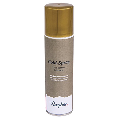 Rayher 3400206 Deko-Spray, gold, Styropor geeignet, Dose 150 ml