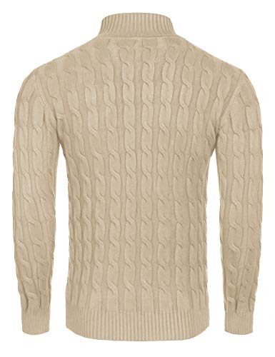 Image of COOFANDY Men's Slim Fit Turtleneck Sweater Casual Twisted Knitted Pullover | Turtleneck Design, Cable Knit Texture with Ultra Stretch, Slim Fit Thermal, Business Casual Office Wear, Fall Winter Clothing