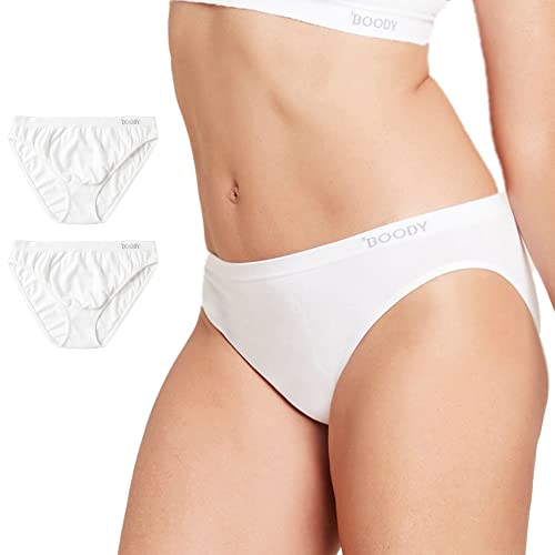 Image of Boody -Classic Bikini -Women's Underwear -Mid Rise, Moderate-Full Coverage Fit -Soft, Flat-Ribbed Waistband -Bamboo Viscose White