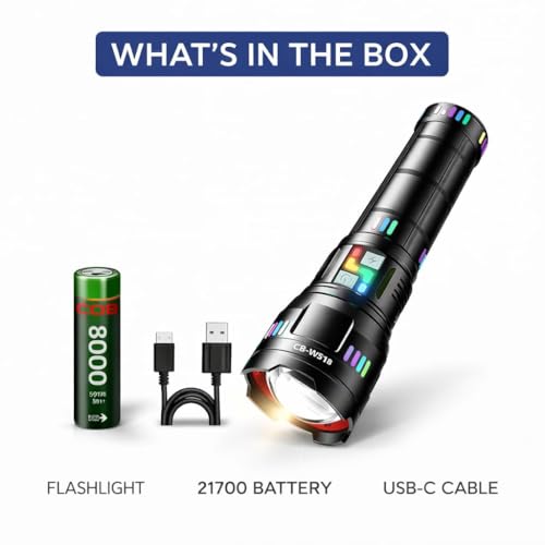 Image of COBA 518 High Power Rechargeable LED Torch, Ultra Bright Flashlight with 2KM Long Range, Zoomable Focus, Long Battery Backup, Waterproof Multipurpose Torch for Home, Outdoor, Travel