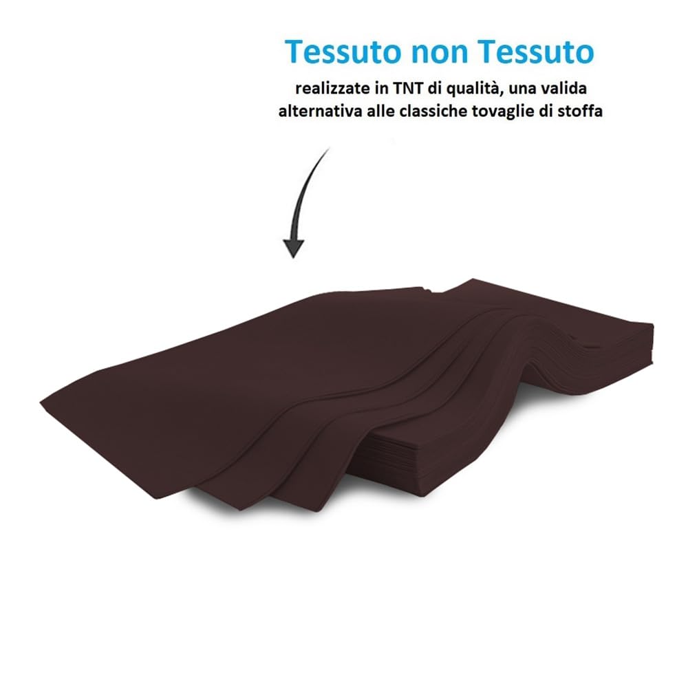 Palucart 100 tovaglie in tnt, misura 100x100 cm, colore Marrone, tovagliette coprimacchia tessuto non tessuto ideali per la ristorazione - F