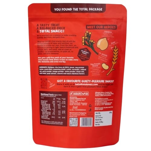 Image of TOTAL SNACC Roasted Bhujia Peri Peri (250g x 3) | High Protein 19g, High Fibre 12g | 70% Less Oil | No Palm Oil | Baked Bhujiya | Healthy Namkeen | High Protein Snacks | Diabetic Friendly | Millet Bhujia | Low Calorie