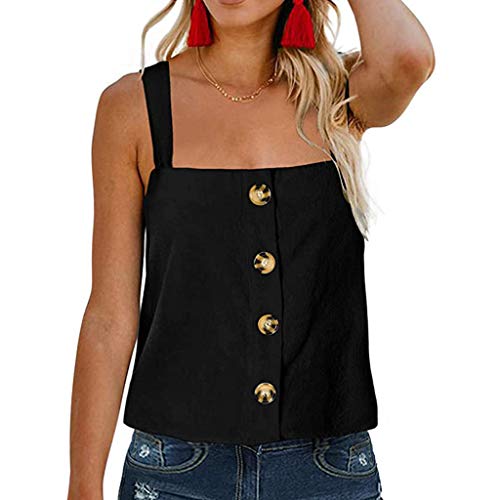 Buy Discount ANJUNIE Women Sling Button Down Tank Tops T Shirt Blouse Sweatshirt Adjustable Camis Un...