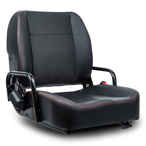 TICSEA Universal Forklift Seat Tractor Seat with Adjustable Back Safety Belt and Operator Position Switch Excavator Skid Loader Backhoe Dozer Telehandler