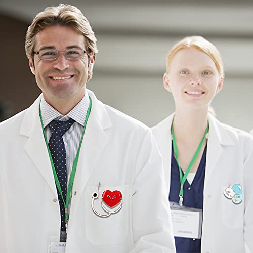 20 Pieces Nurse Enamel Pin Cute Brooch Badges Inspirational Cartoon Lapel Pins for Nurses' Day Christmas Gifts Hat Jacket Bag Decor, Metal