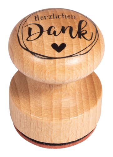 Rayher Stamp Herzlichen Dankt, Round, 3 cm Diameter, Wooden Stamp, butterer Stamp, Round Stamp, Thank You, 29276000