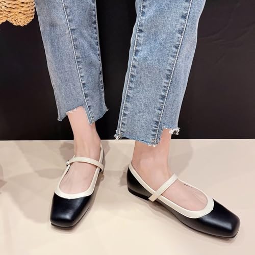 Dear Time Mary Jane Flats for Women Elegant Ballet Flats Strap Shoes Dressy Square Toe Flats Shoes3