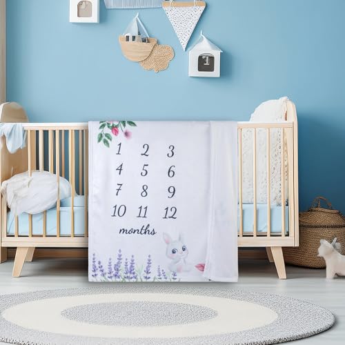 Image of vmaisi Baby Milestone Blanket Gifts for Girl - Newborn Monthly Year Infant Growth Blankets Nursery Swaddling Blankets (Flowers, Single Printed)
