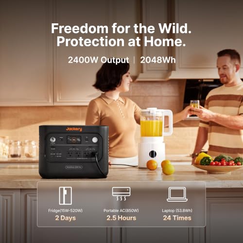 Image of Jackery HomePower 2000 Plus v2 and 2x Battery & 2x200W, 2048Wh, 2400W | LFP Battery, Expandable to 12kWh, Essential Home Backup for Outages & Emergencies