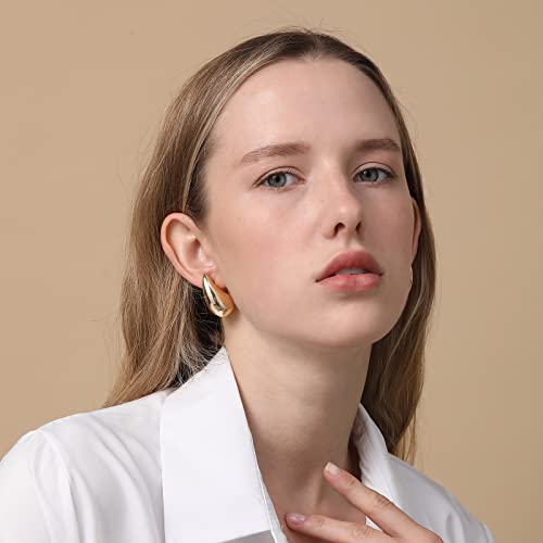 Avotto Earrings Chunky Gold Hoop Earrings For Women Girls, Lightweight Hollow Open Hoops Tear Drop Teardrop Waterdrop Loop Dangle Earrings Trendy Jewelry Gifts Hypoallergenic #TOP1