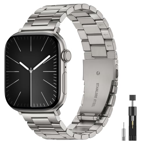 Image of Metal Band Compatible with Apple Watch Bands for Men 49mm 46mm 45mm 44mm 42mm 41mm 40mm 38mm, Stainless Steel iWatch Bands for Apple Watch Ultra 3 2 1 /Series 11 10 9 8 7 6 5 4 SE