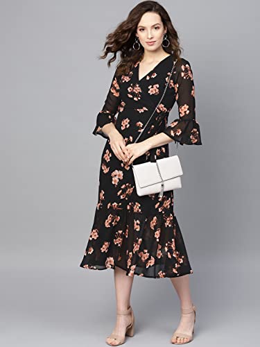 Image of Sassafras Women Floral Wrap Tie Dress