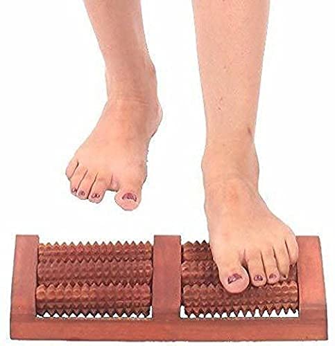 Vigeeyan Sheesham Wooden Foot Massager with Roller, Acupressure,Acupuncture and Stress Relief Massage Tool for Blood Circulation in Human Body (Color: Brown)