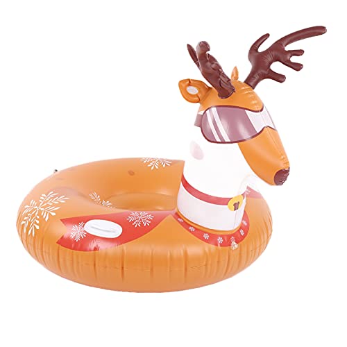 Snow Sleds, 46.1x43.3in 100kg/220.5lb Load Thickened Heavy Duty Inflatable Ski Circle Snow Tubes PVC Round Christmas Snow Sled with Handles for Kids Adults