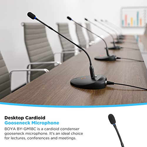 Boya Desktop Condenser Podium Microphone, 18" Bi-Fold Gooseneck Microphone With Mute Button&Led Indicator, Xlr Mic For Conference Meeting Video Live Streaming Lecture Speech Podcast #TOP4