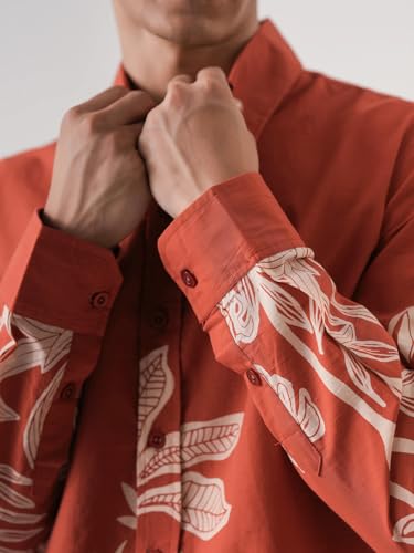 Image of Pinkmint Men Printed Cambric Cotton Shirt |Stylish Designer| Lightweight Summer Wear| Regular Fit Shirt for Men (Available in Plus Size)