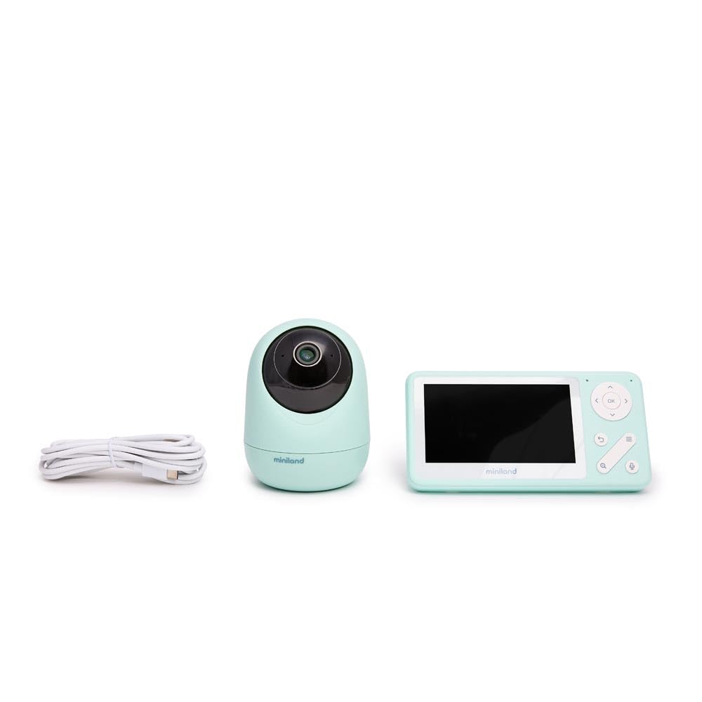 Miniland Digimonitor Anywhere Babyphone Vidéo Dual avec Caméra Motorisée | Écran 4,2” et Application Mobile | Vision Nocturne, Enregistrement SD, Communication Bidirectionnelle