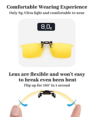 LUFF Polarized Clip On Sunglasses for Men Women Flip up Sunglasses Clips for Myopia Nearsighted Glasses Anti-Glare UV400 Protection - Image 4