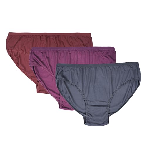 Image of Plus Size Cotton Panties for Women | High Waist Panty with Full Coverage | Inside Elastic - No Elastic Exposure to Skin | Plus Size | Pack of 3