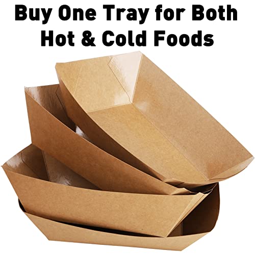 DEAYOU 250 Pack Paper Food Boats, 2 LB Kraft Food Trays Disposable, Grease Resistant Snack Holder Container for French Fries, Nachos, Hot Dog, Tacos, Popcorn, BBQ, Party, Picnic, Concession Stands