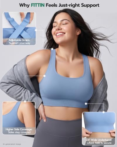 FITTIN Supportive Sports Bra for Women: Adjustable Straps 60% More Lift - image 5
