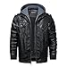 WULFUL Men's Leather Jackets, Faux Leather Jacket for Men Lapel Zip-Up Slim Fit Coat