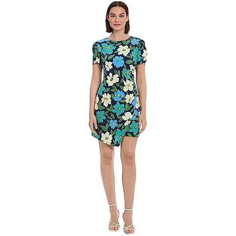 Donna Morgan Women's Floral Faux Wrap Dress Cover