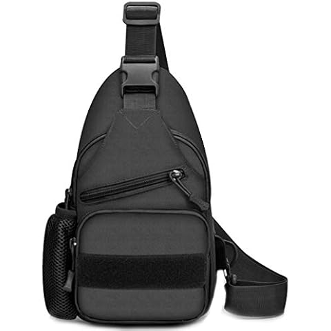 Selighting Small Tactical Military Chest Sling Bag Water-Resistant MOLLE Shoulder Pack Mens One Strap Daypack with Water Bottle Holder Cover