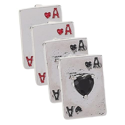 Housoutil 2 Pares de Pendientes de Corazón de Cobre Diseño de Póker para Mujer, Ajuste Cómodo y Brillo Duradero, Ideales Trabajo y Fiestas