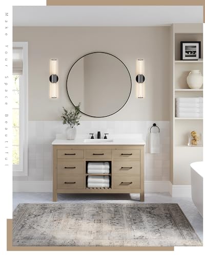 Image of Bathroom Vanity Light Fixture, 2-Light Black Wall Sconce Lighting Fixture with Clear Glass, Indoor E26 Stocket Wall Lamp for Mirror Living Room Hallway(Bulb Not Included)