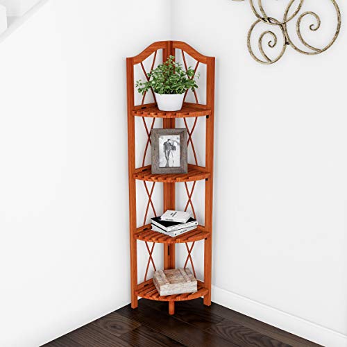 Lavish Home 4-Tier Wood Folding Corner Display Shelf #TOP11