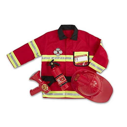Melissa & Doug Fire Chief Role Play Dress-Up Set - Pretend Fire Fighter Outfit With Realistic Accessories, Firefighter Costume For Kids And Toddlers Ages 3+