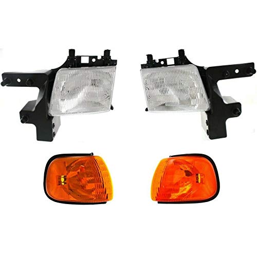 Replacement Headlight Set Compatible with 99-2003 Dodge Ram 1500 Van 98 B3500 Left and Right 4Pc