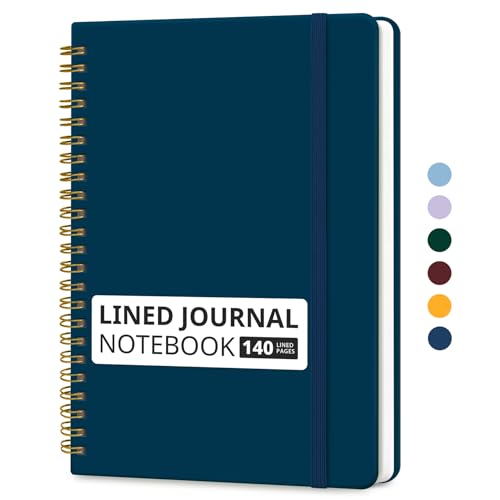 Image of Taja Lined Spiral Journal Notebook for Women & Men, 140 Pages, College Ruled Hardcover Notebook for Work & Note Taking, Journals for Writing, A5(5.7 inch x 7.9 inch) - Navy