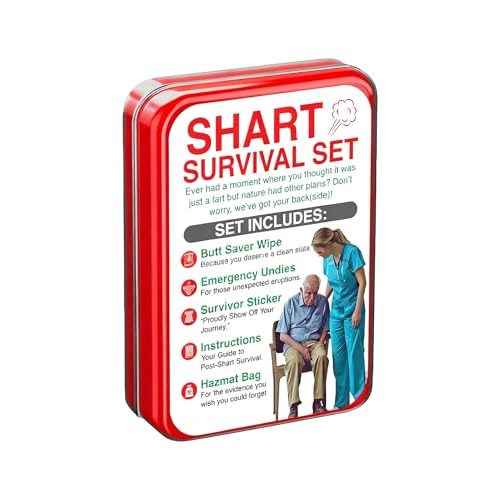 Funny Shart Survival Kits Hilarious Poop Sharting Prank Gag Survivals Kit Gag Gift Set with Replacement Supplies Shart Kit for Men Women Families Adults Kids