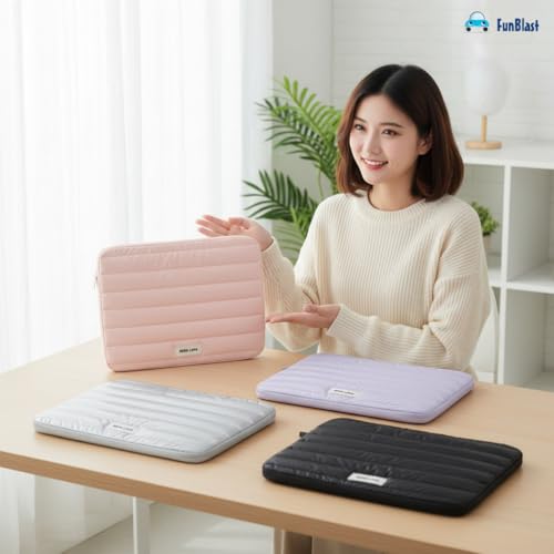Image of FunBlast Padded Laptop Cover Bag - Laptop Sleeve Bag, Multifunctional Shockproof, Waterproof Laptop Case, 14 Inches Business Bags for Business, Travel, College (Black)