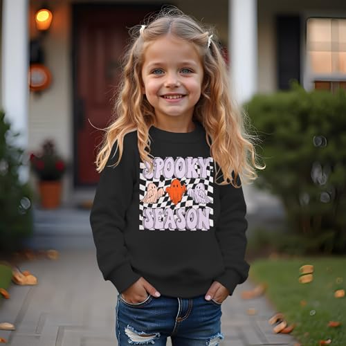 MODNTOGA Toddler Boy Girl Ghost Graphic Shirt Halloween Crewneck T-Shirt Funny Spooky Season Print Long Sleeve Pullover Tops2