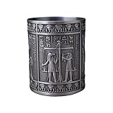 Fabriqué avec une forme cylindrique spacieuse, ce porte-stylo en alliage gaufré offre un grand espace de rangement pour stylos, crayons et autres outils d'écriture, tandis que son élégant motif égyptien sculpté offre un support à stylo décoratif rétro qui améliore n'importe quel lieu de travail