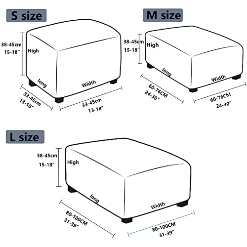 HJLRR Square Ottoman Cover, Feature Stretch Thick Soft Jacquard Fabric Footstool Protector Covers, Removable Anti-Slip Furniture Protectors Storage Foot Stool,black,M - Cosy Home Interiors HJLRR Square Ottoman Cover, Feature Stretch Thick Soft Jacquard Fabric Footstool Protector Covers, Removable Anti-Slip Furniture Protectors Storage Foot Stool,black,M - Image 3