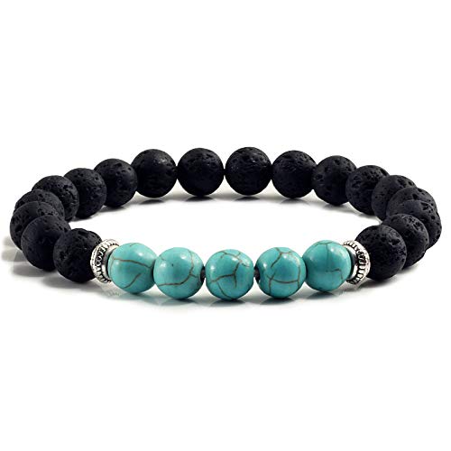 Pulseras de piedra volcánica QYYZTHX con cuentas de equilibrio y buda negro