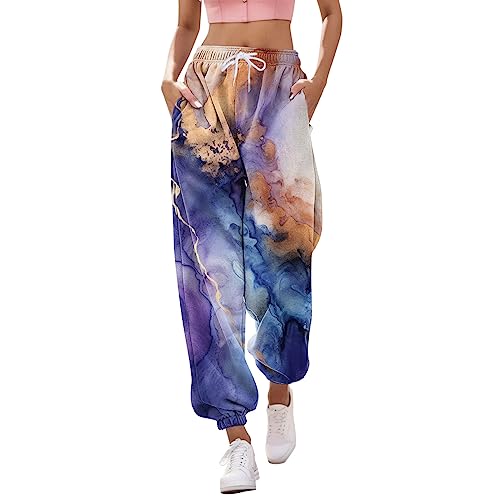 Pantalones holgados para mujer, cómodos pantalones para mujer, pantalones de chándal estampados con bolsillos, cintura alta, deportivos, para gimnasio, atlético, pantalones casuales para mujer,