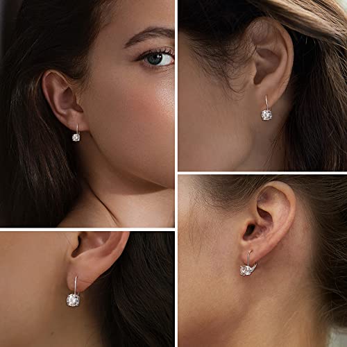 Blahanna Moissanite Earrings,1.0Ct-2.0Ct D Color Brilliant Round Cut Lab Created Diamond Earrings 18K White Gold Sterling Silver Dangle Earrings Moissanite Leverback Drop Earrings #TOP1